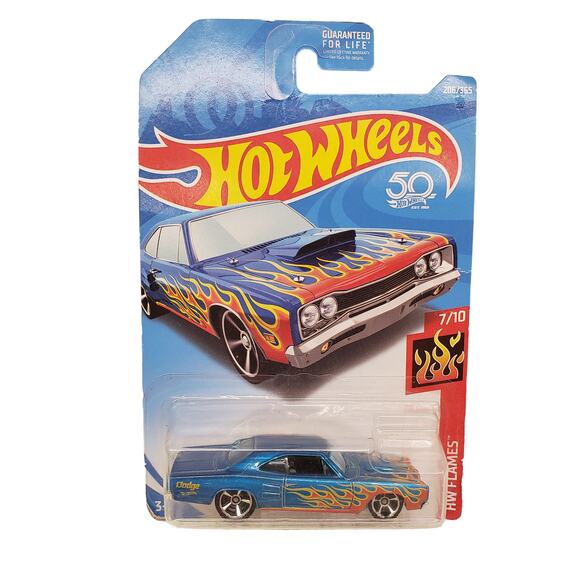Hot Wheels 69 Dodge Coronet Superbee Numbered Die Cast Car with Flames - Picture 9 of 9